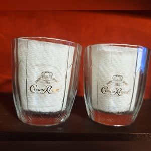 Set of 2 Crown Royal Whiskey Rocks Style Glasses Vintage
